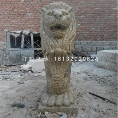 魚尾獅石雕，砂巖動物雕塑