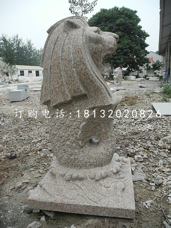 魚尾獅石雕，砂巖動(dòng)物雕塑