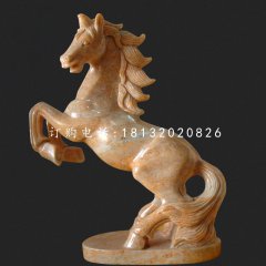 馬到成功石雕，晚霞紅石雕馬