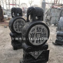 抱鼓石雕塑，小象門墩雕塑