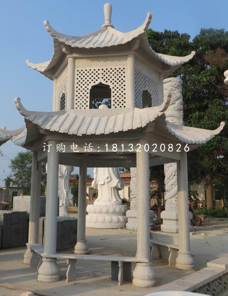 大理石涼亭，雙層涼亭石雕