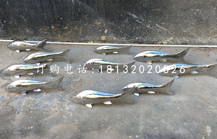 小魚雕塑，不銹鋼動物雕塑 (3)