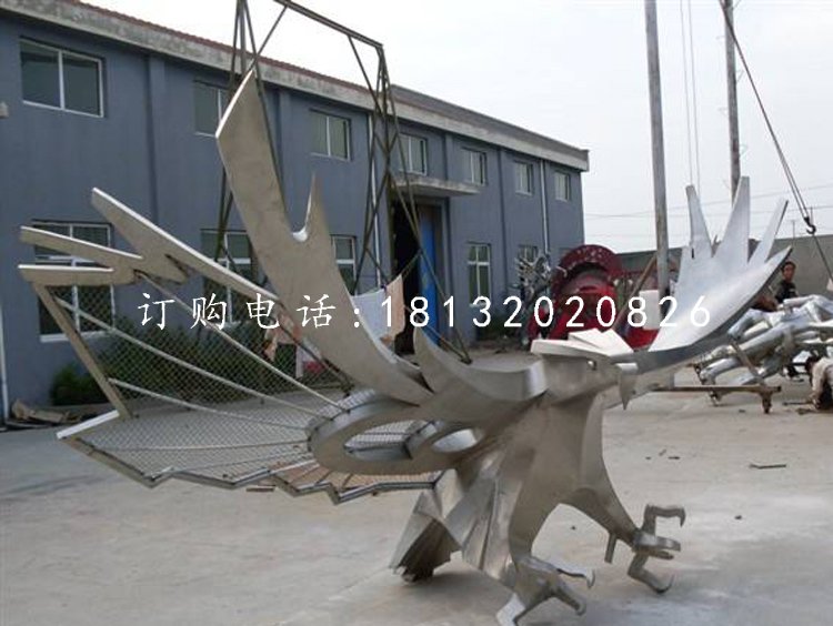 雄鷹展翅雕塑，不銹鋼抽象老鷹