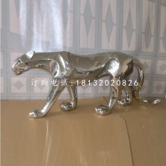 不銹鋼豹子，動物雕塑