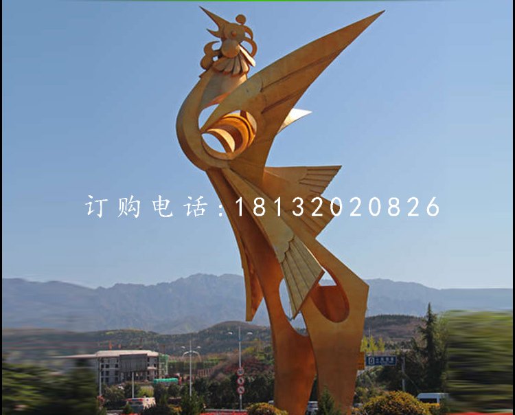 鳳凰雕塑，廣場不銹鋼雕塑