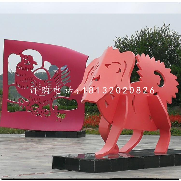不銹鋼十二生肖，抽象動(dòng)物雕塑 (4)