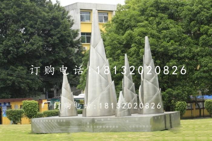 不銹鋼竹筍雕塑，公園植物雕塑