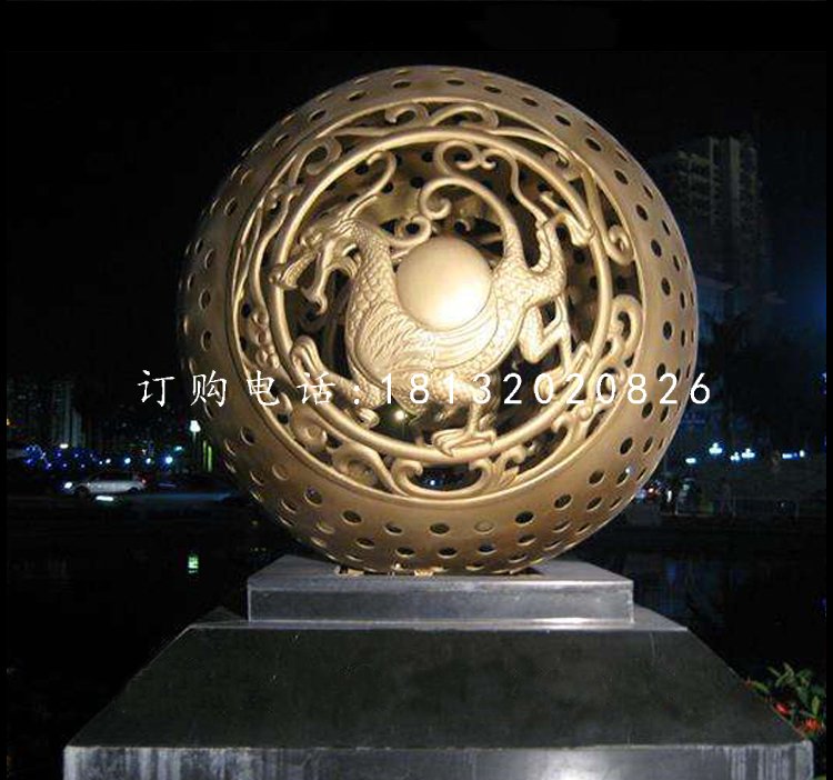 廣場(chǎng)鏤空球雕塑，景觀銅雕