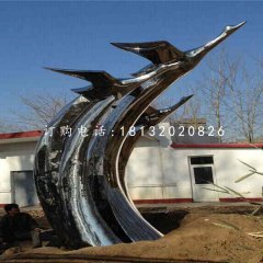 不銹鋼飛翔的天鵝雕塑，公園不銹鋼雕塑