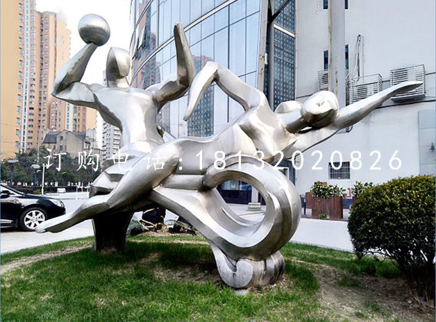 不銹鋼運(yùn)動(dòng)雕塑，公園抽象人物雕塑