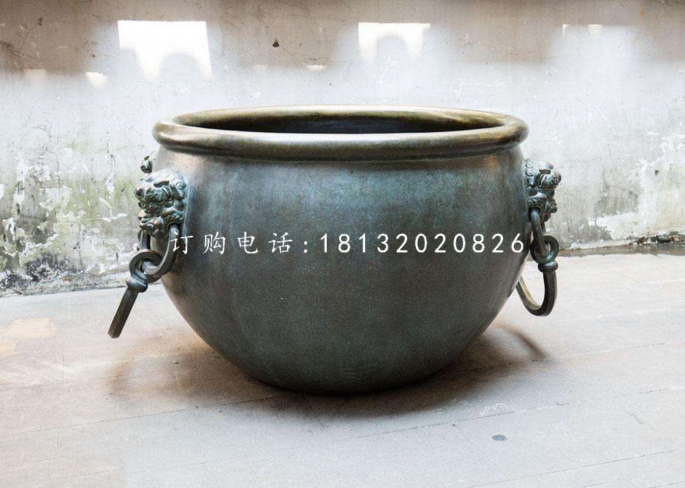 水缸銅雕，青銅水缸雕塑