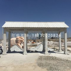 仿古長(zhǎng)廊石雕，公園石走廊