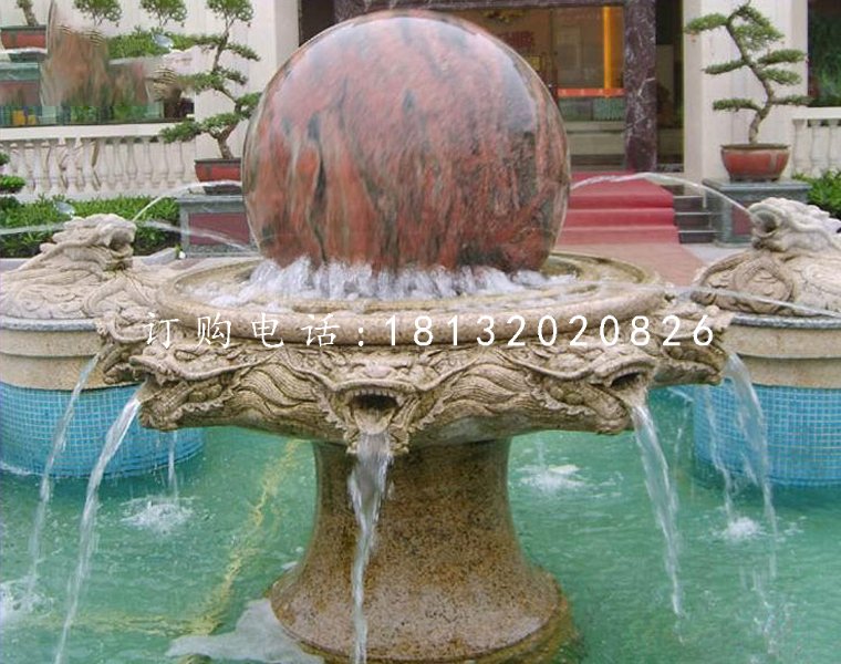 風(fēng)水球噴泉石雕，小區(qū)景觀石雕