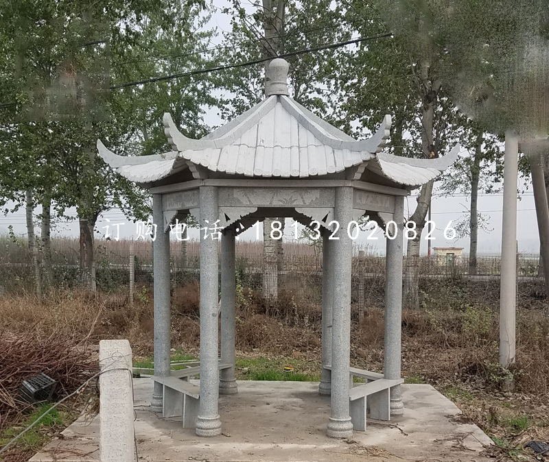 公園石涼亭，青石亭子