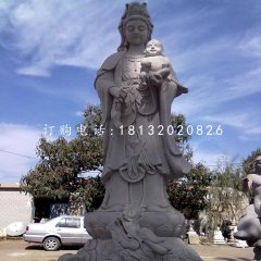 立式觀音石雕，送子觀音石雕
