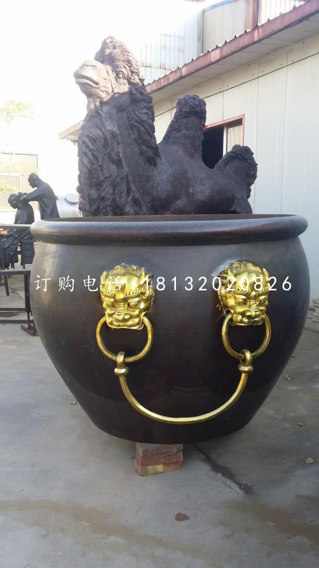 仿古銅水缸，廣場銅水缸雕塑