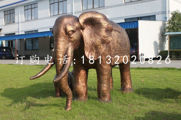 大象銅雕，公園動物雕塑