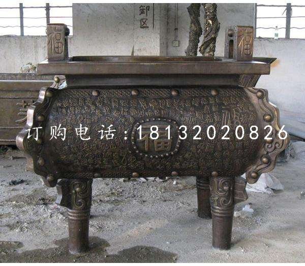 四足鼎銅雕，黃銅鼎雕塑
