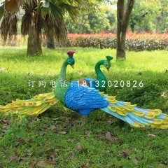 孔雀雕塑，公園仿真孔雀