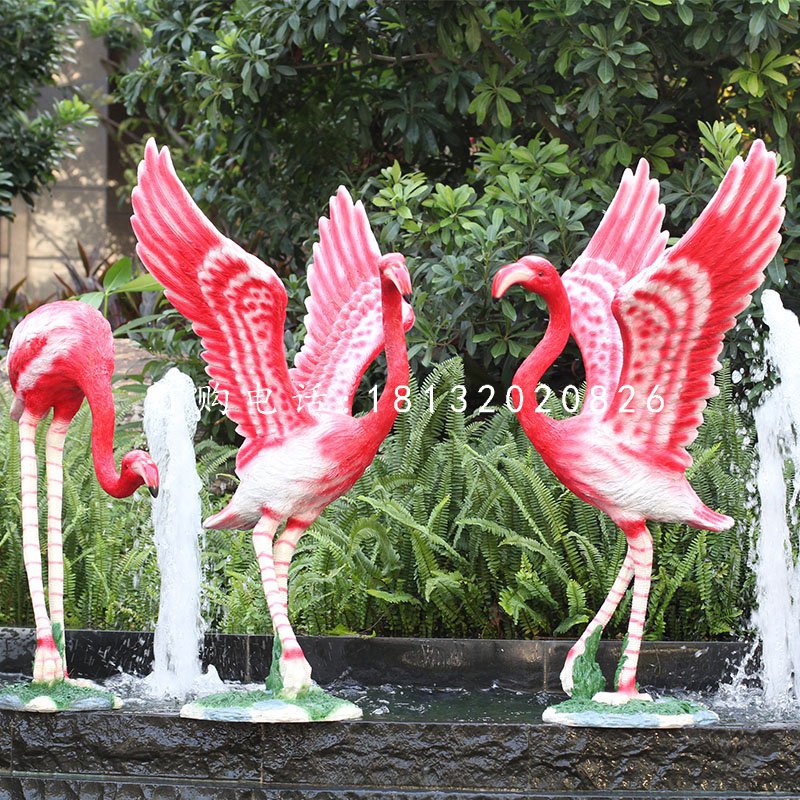 火烈鳥雕塑，玻璃鋼動物雕塑