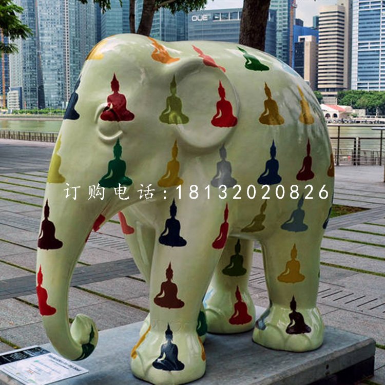 玻璃鋼彩繪大象，商場(chǎng)美陳雕塑 (1)1