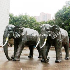 大象雕塑，玻璃鋼仿銅動(dòng)物雕塑