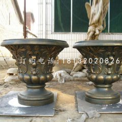 花盆雕塑，玻璃鋼仿銅雕塑