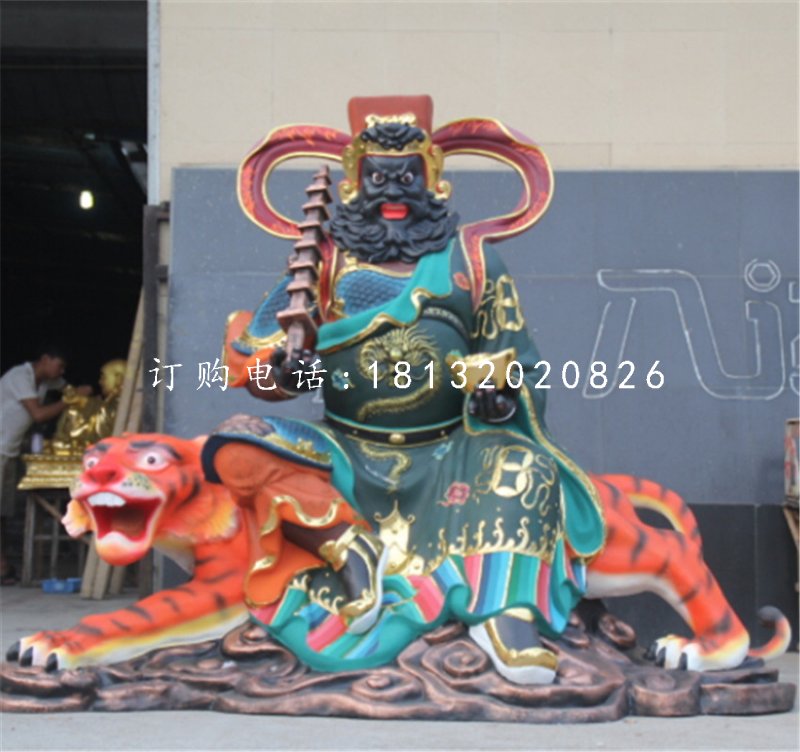 騎虎財神雕塑,玻璃鋼武財神