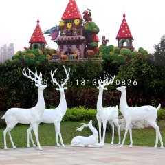 白色小鹿雕塑，玻璃鋼動(dòng)物