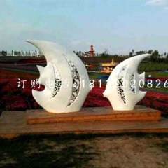 玻璃鋼抽象魚(yú)雕塑，公園景觀雕塑