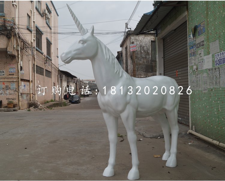 玻璃鋼獨(dú)角獸，公園動(dòng)物雕塑