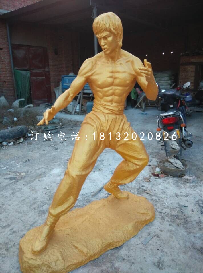 功夫明星李小龍雕塑,玻璃鋼人物