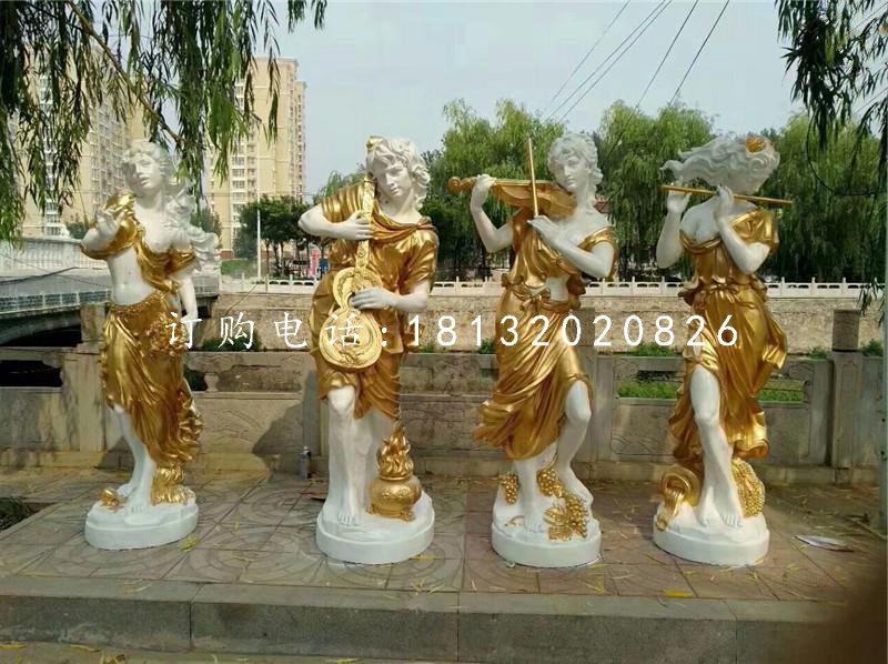 吹拉彈唱雕塑,玻璃鋼西方美女雕塑