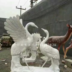 仙鶴石雕，公園大理石仙鶴