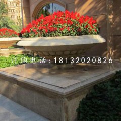 石雕花缽，小區(qū)花盆石雕