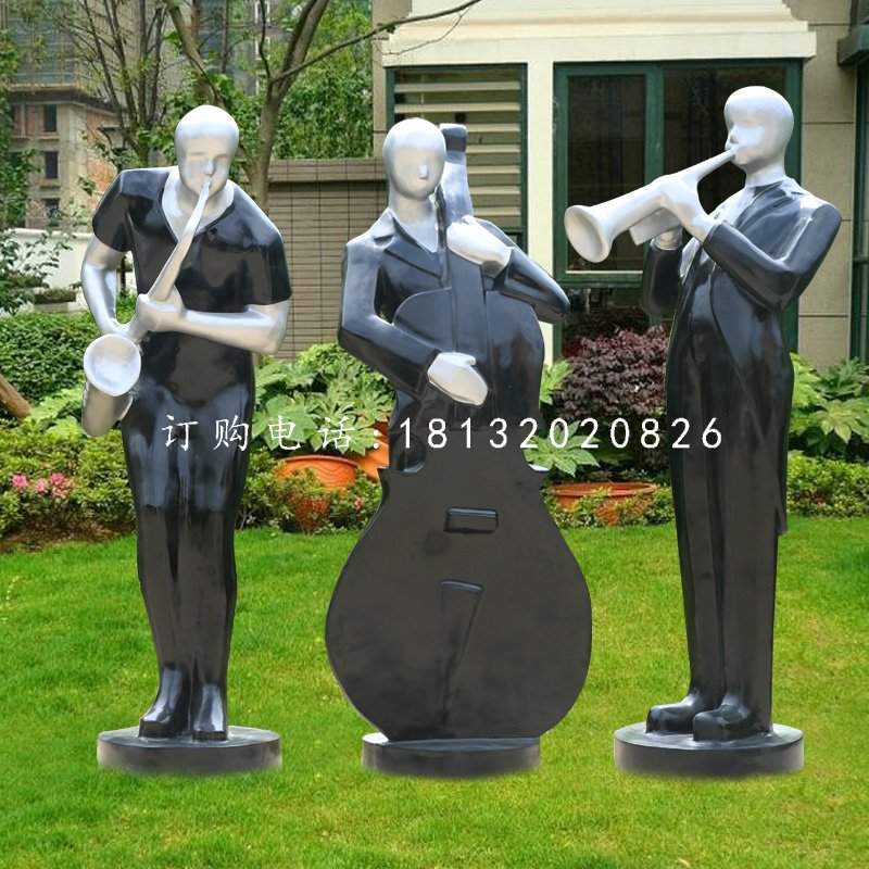 公園演奏雕塑，玻璃鋼抽象人物