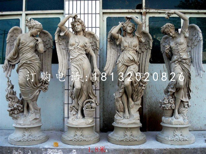 玻璃鋼仿銅天使雕塑，西方人物雕塑