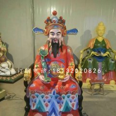 彩繪神仙雕塑，玻璃鋼財神雕塑