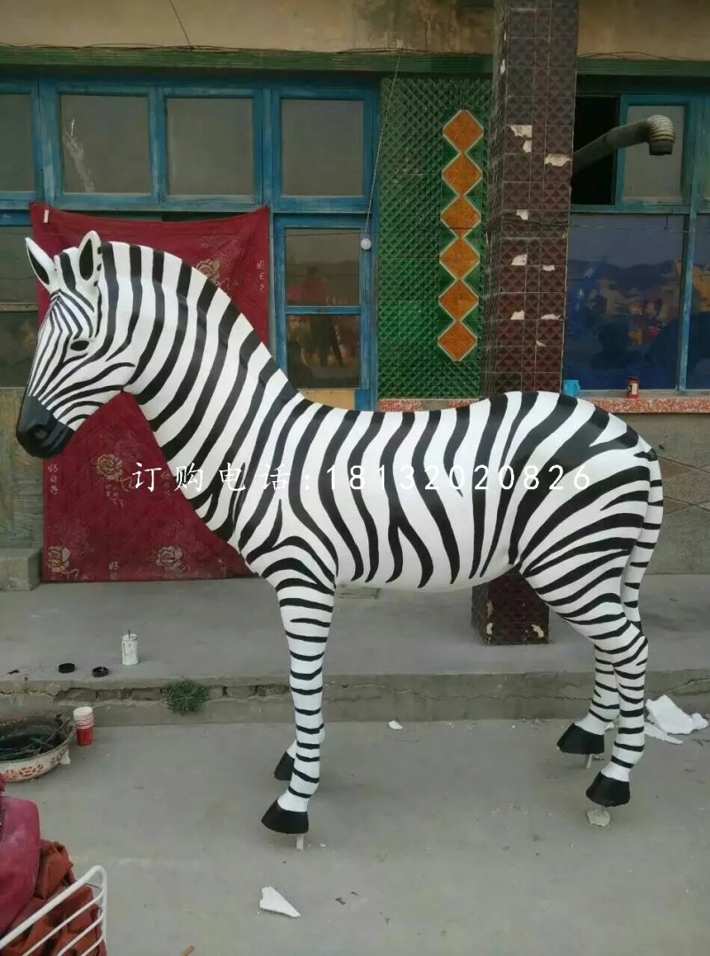 斑馬雕塑，玻璃鋼仿真動物