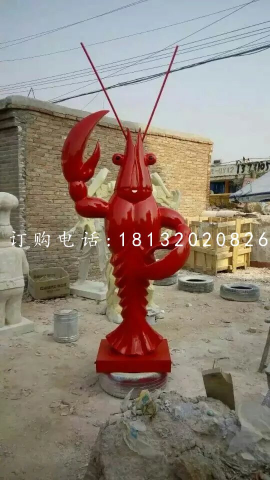 玻璃鋼飯店門口雕塑，大蝦雕塑