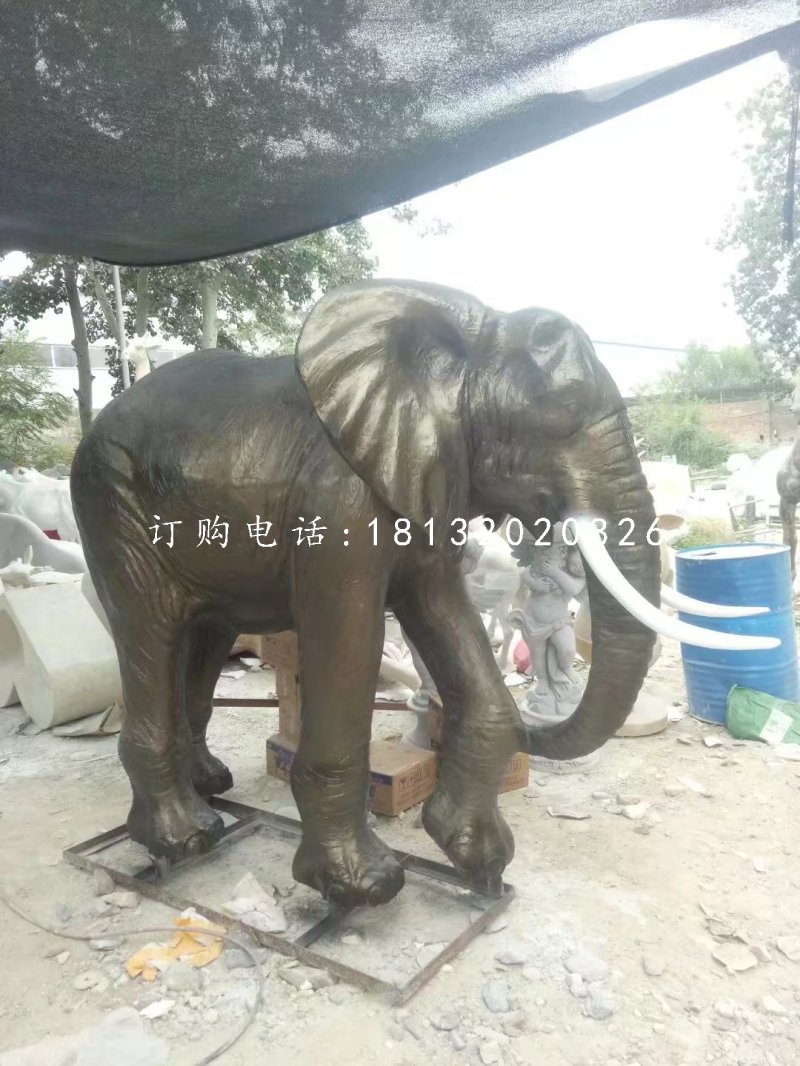玻璃鋼仿銅大象雕塑，動(dòng)物雕塑 (1)