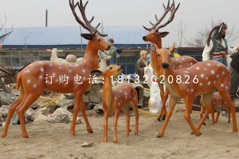 仿真小鹿雕塑，玻璃鋼梅花鹿 (4)