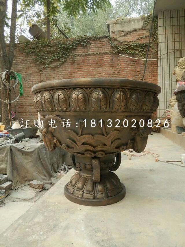 歐式花盆，玻璃鋼仿銅雕塑
