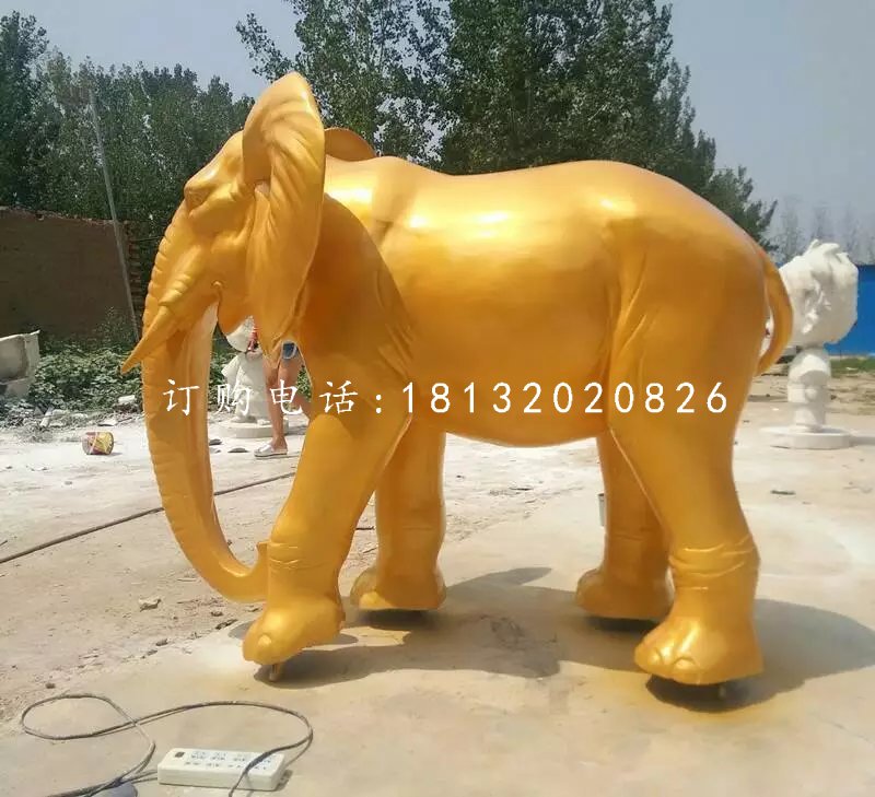玻璃鋼噴漆小象，公園動(dòng)物雕塑 (2)