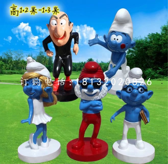 玻璃鋼藍(lán)精靈雕塑，卡通雕塑 (2)
