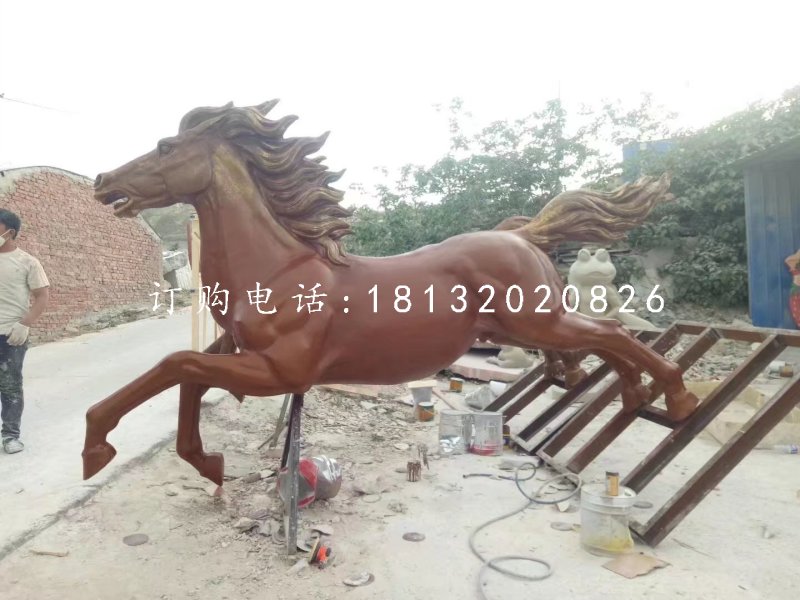 玻璃鋼奔馬，廣場(chǎng)動(dòng)物雕塑
