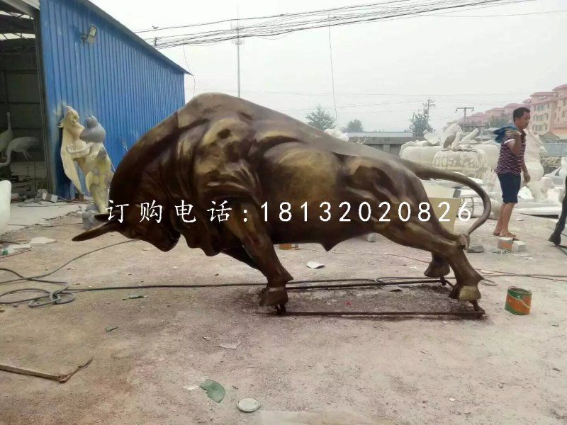玻璃鋼開荒牛雕塑，仿銅動物雕塑