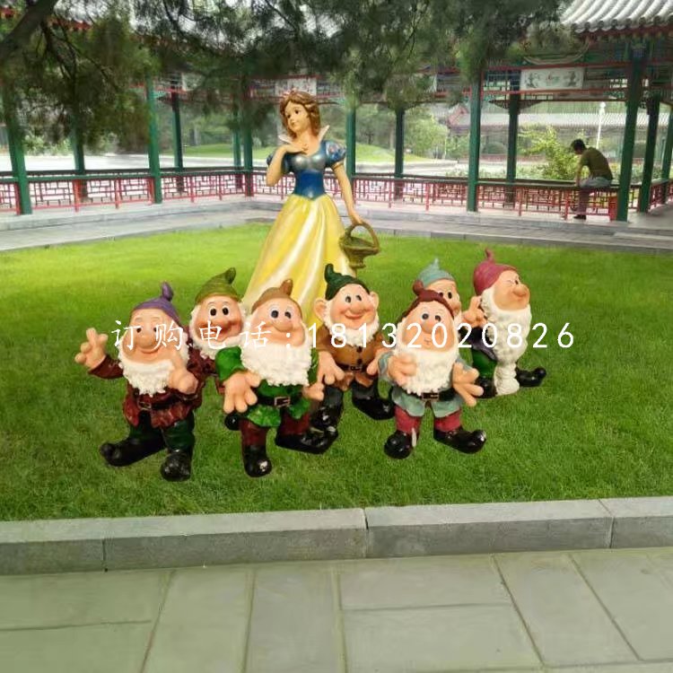 卡通人物雕塑,白雪公主與小矮人雕塑
