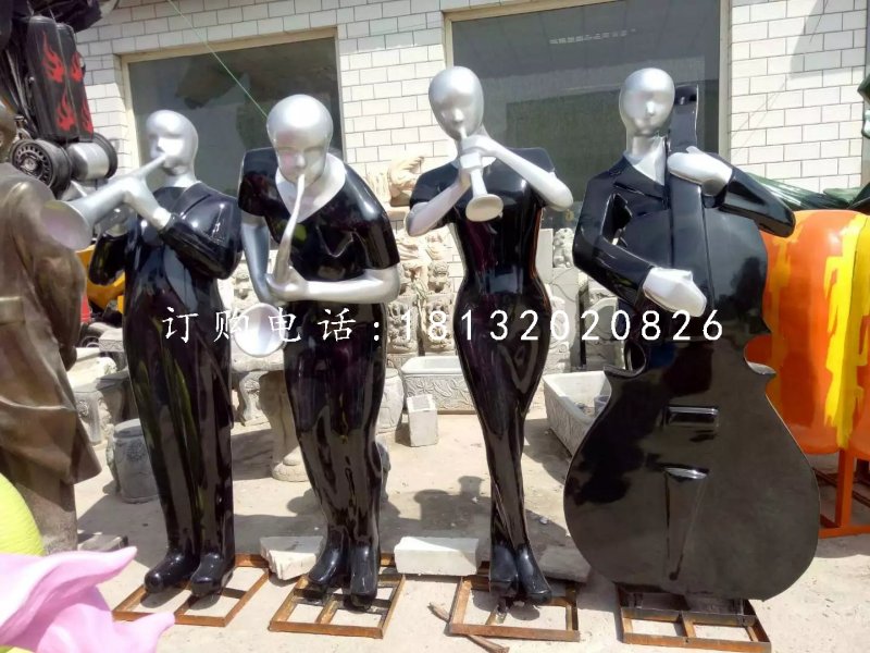 吹奏雕塑,玻璃鋼抽象人物