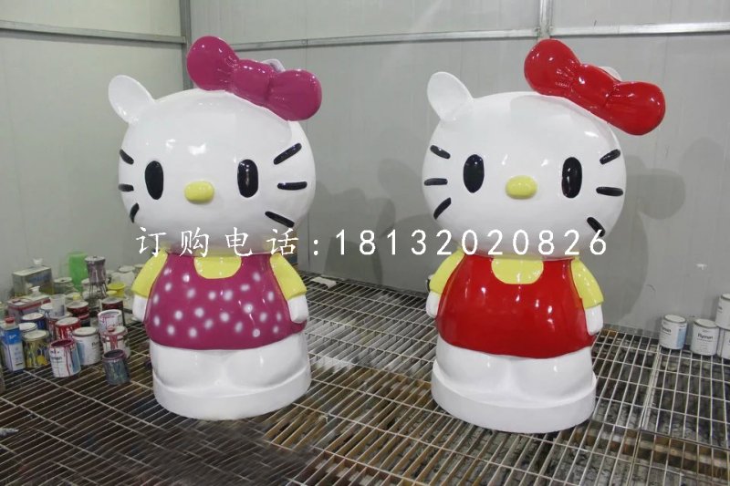 玻璃鋼hello kitty雕塑，卡通雕塑